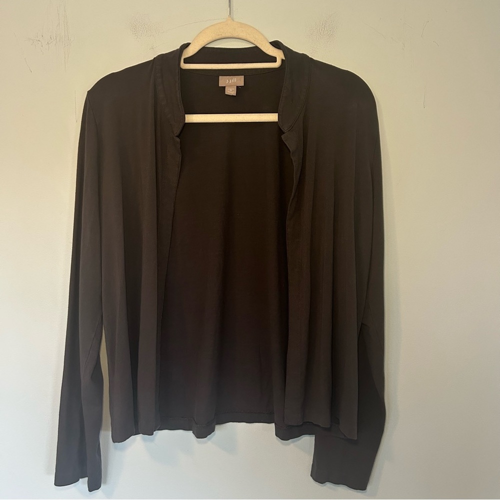 J. Jill Gray Open Front Long Sleeve Cardigan Size Medium Stretch